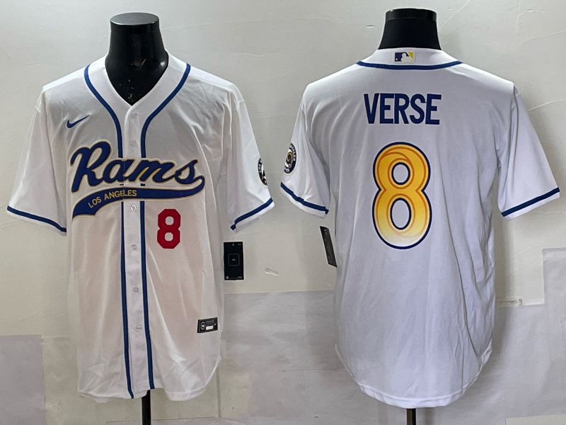 Men 2025 Los Angeles Rams 8 Verse white Joint Name Nike Limited NFL Jersey style 004